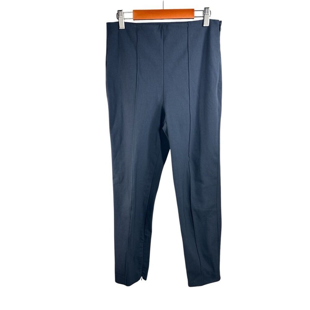 Theory Navy Blue Pleated Mid Rise Ankle Pants Side Zipper Size 4